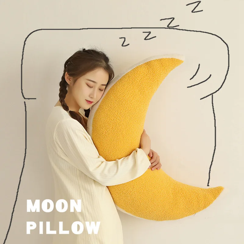 

Bubble Kiss Cartoon Creative Moon Seat Cushion Wool Plush Stuffed Pillow for Sofa Home Decor Waist Rest Fluffy Sleeping Cushion