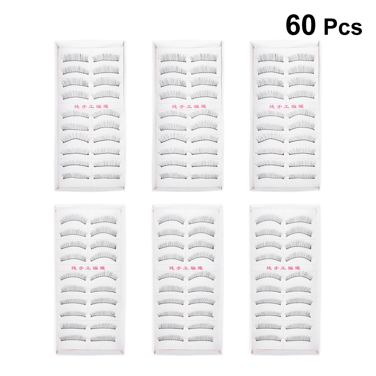 

60Pairs Handmade Cotton Thread False Eyelashes Natural Long Thick Lightweight Comfortable for Party Daily Makeup