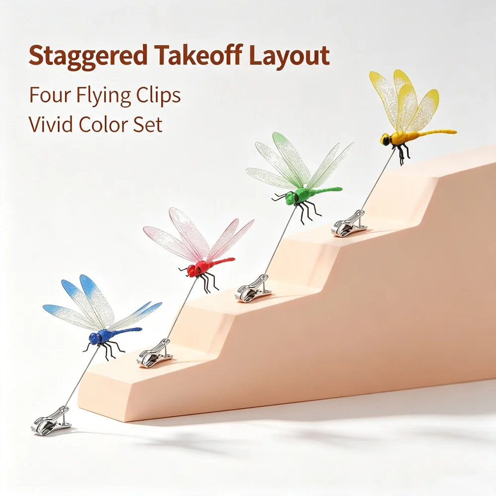 Fake Dragonfly With Clips Simulation Dragonfly Ornament Multicolor Black Option Yard Patio Plant Flower Pot Home Landscape