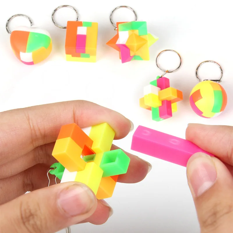 

Plastic Kongming Lock Puzzle Mini Building Blocks Creative Nostalgic Assembly Ball Children's Toy Cube Ball Diy Keychain J123