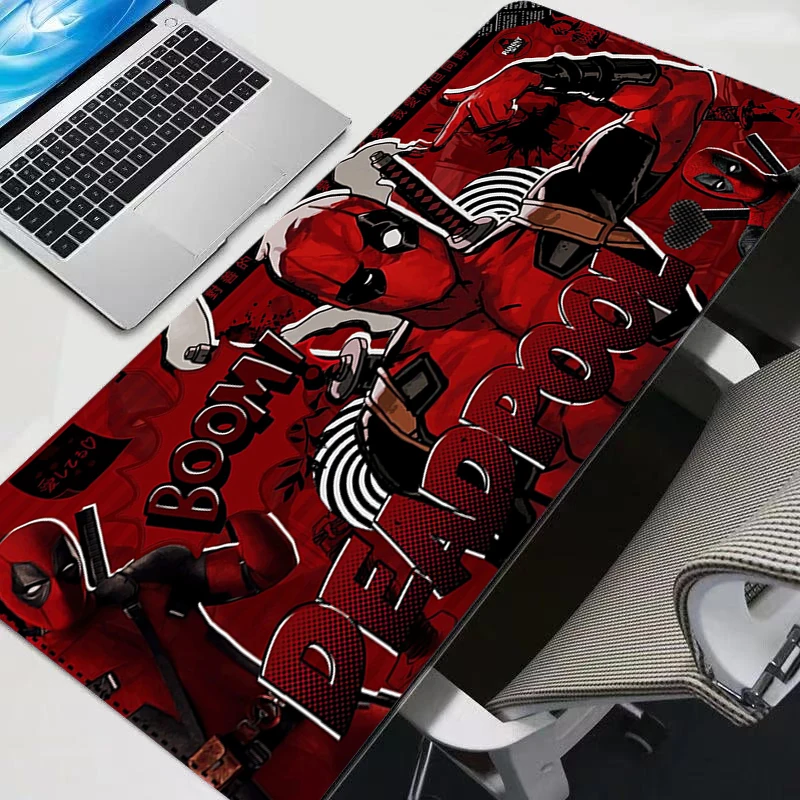 แผ่นรองเมาส์ขนาดใหญ่เดดพูลออกแบบมาโดยเฉพาะสำหรับโน๊ตบุ๊คพีซีแผ่นรองโต๊ะสำนักงานอุปกรณ์เสริมสำหรับเล่นเกมพีซีแผ่นรองเมาส์แล็ปท็อปแผ่นรองคีย์บอร์ด