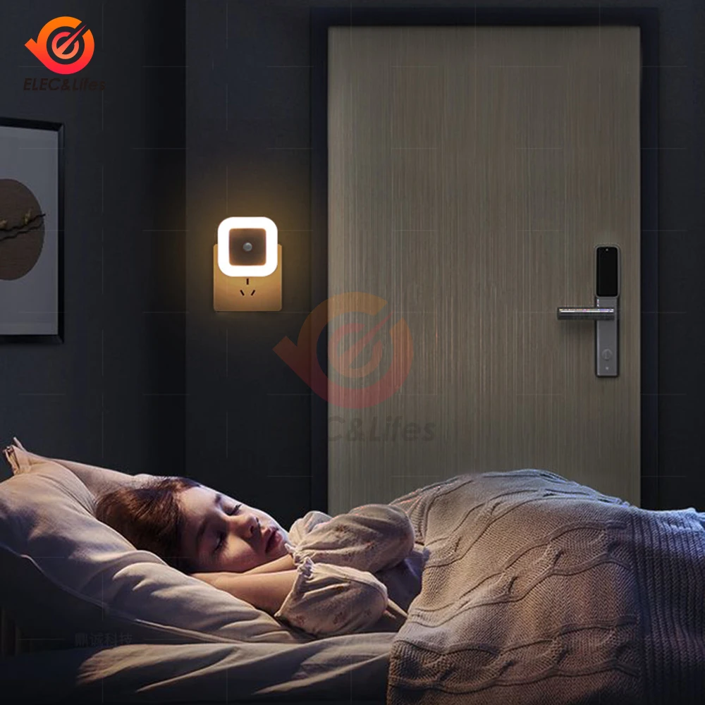 Home Night Light With EU/US Plug Switch LED Night Lamp Wall Lights For Home WC Bedside Lamp For Hallway Pathway 110V 220V