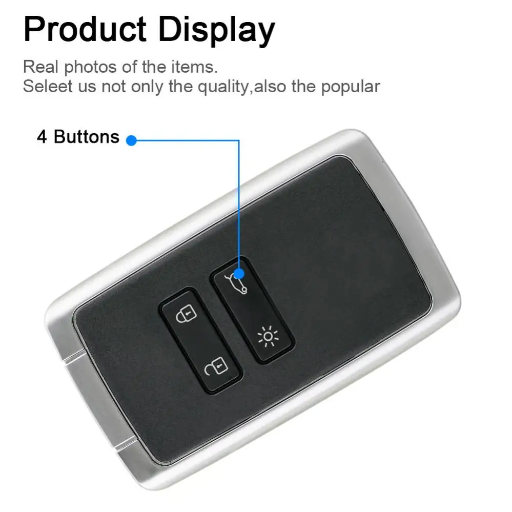 غلاف مفتاح ذكي عن بعد للسيارة ، دخول بدون مفتاح ، 4 أزرار ، مناسب لكوليوس ، رينو ، ميجان ، هيونداي ، ميجا هرتز