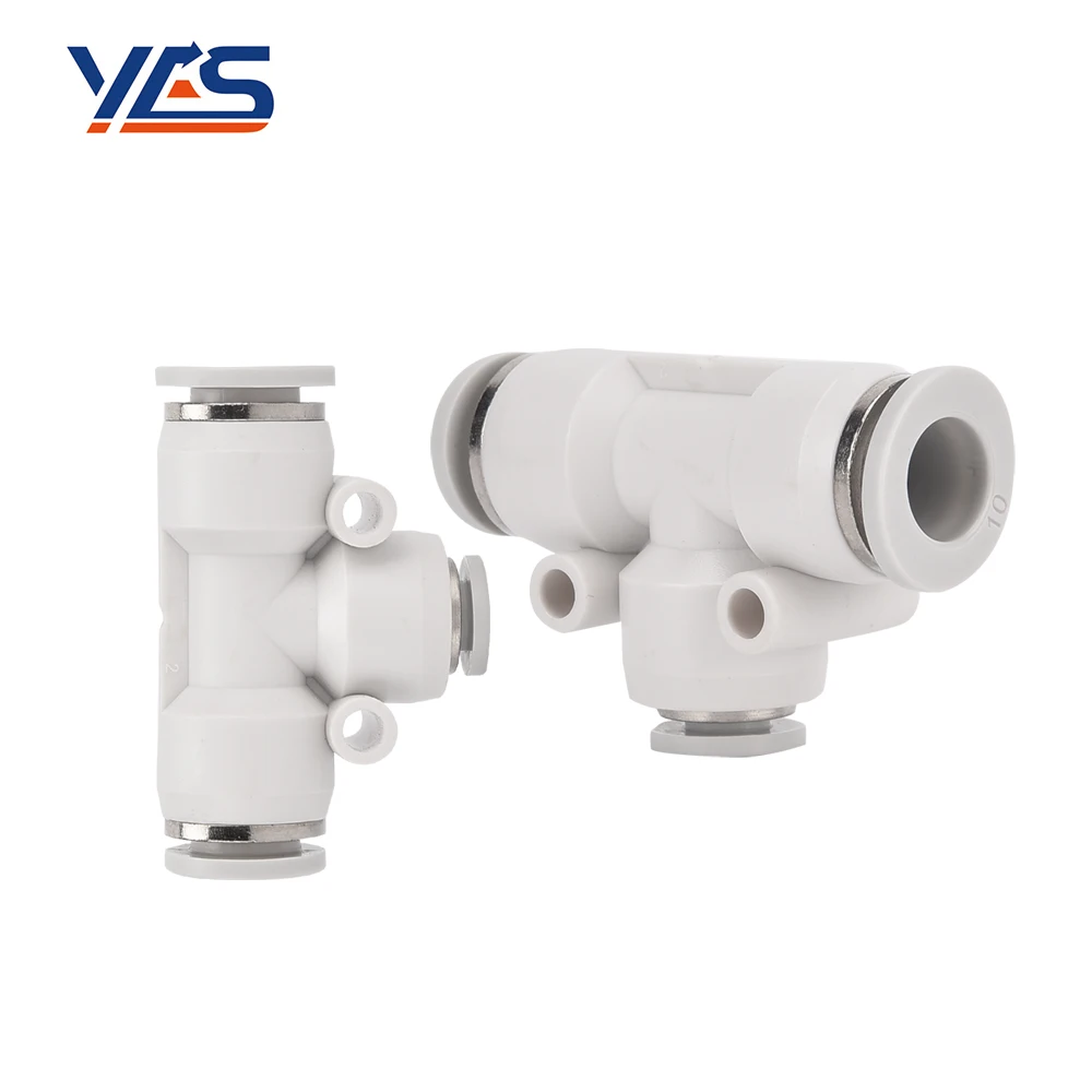 High Quality White PEG10-8 Pneumatic Tee Reducer Union Quick Hose Fitting Plastic Componsntes