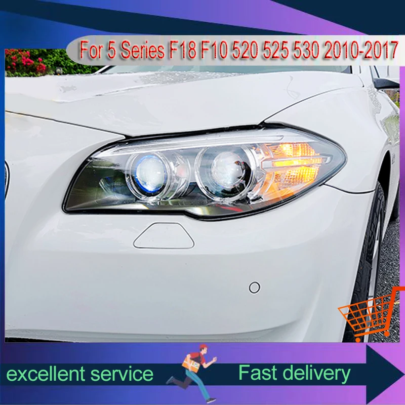 Headlight For BMW 5 Series F18 F10 520 525 530 2010-2017 Modification Upgrade LED Angel Eye DRL Front Lamp Automobile Assembly