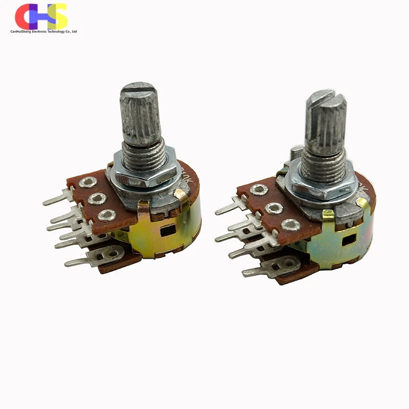 2pcs WH148 6Pin Double Linear Taper Rotary Potentiometer 1K 2K 5K 10K 20K 50K 100K 250K 500K 1M Ohm,Shaft Length 15mm