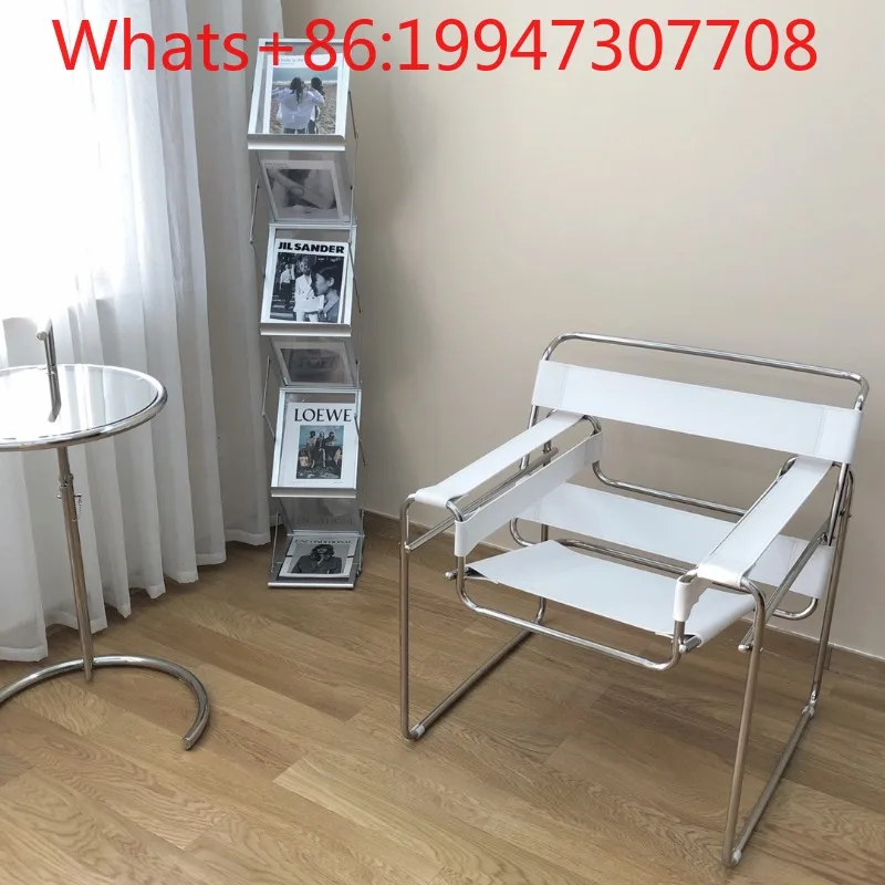 

Stainless steel Nordic designer Vasily sofa negotiation chair Leisure ins Internet celebrity medieval leather recliner