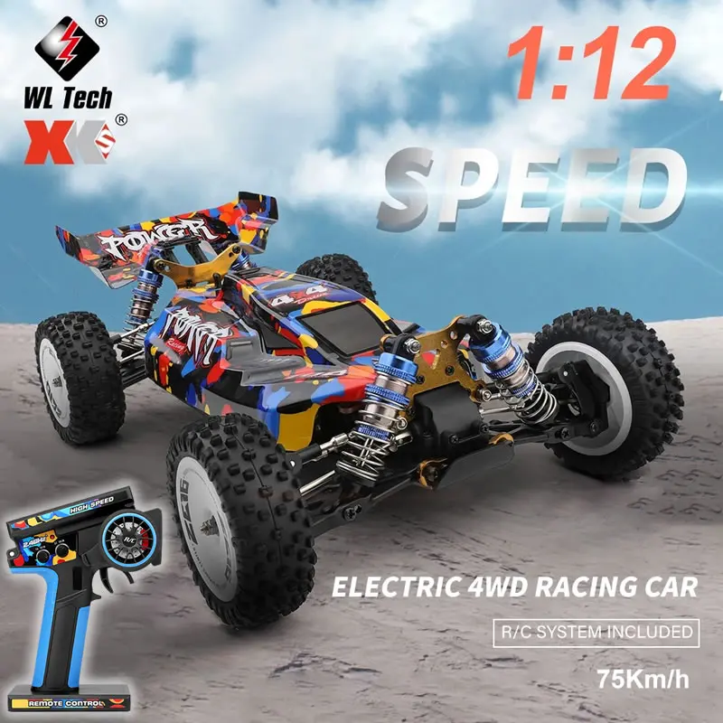 WLtoys WL 124007 V8 1:12 4WD 75 KM/H RTR zdalnie sterowany samochód wyścigowy jednoręczny pilot bezszczotkowy Off-Drift uliczny zabawki prezent dla