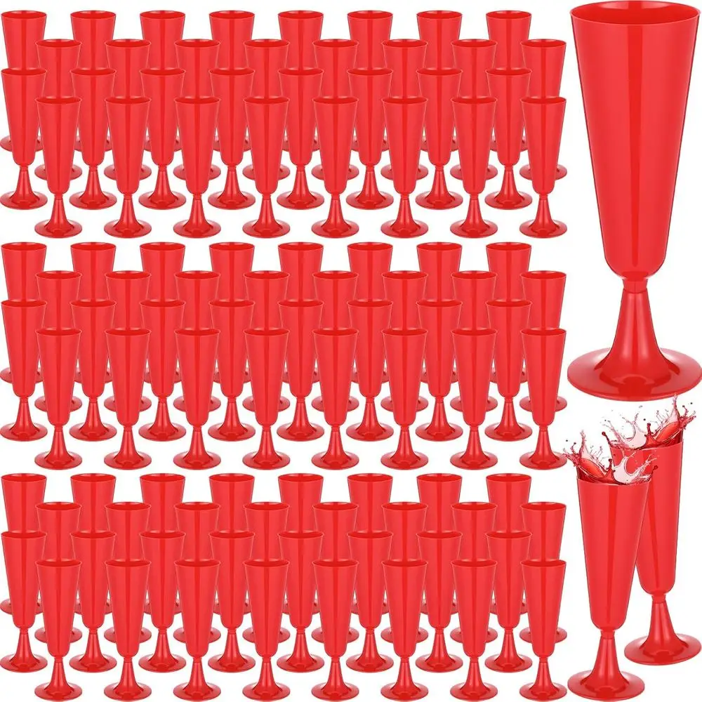 

100 шт. пластиковых стаканов для шампанского на День святого Валентина, 5 унций, одноразовые бокалы для тостов, оптом, для вечеринок, свадеб, дней рождения, юбилеев