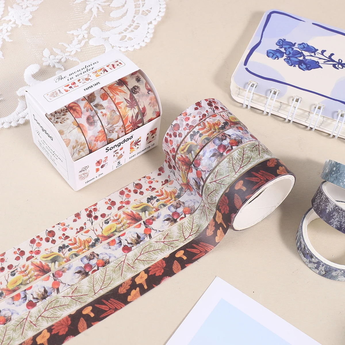 5 rolls/box of washi tape, perfect for scrapbooking and gift wrappinguitable for scrapbooking,