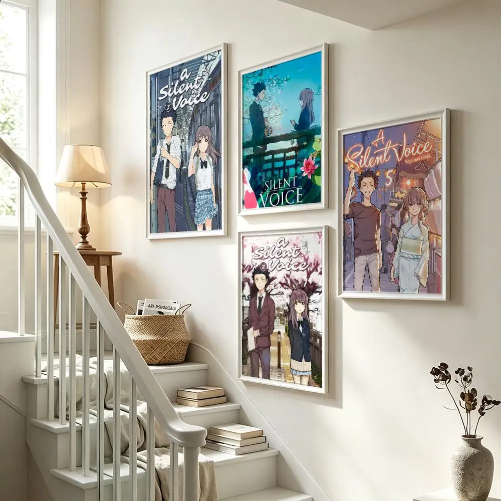anime A Silent Voice Poster Poster HD Waterproof Self-adhesive Art Print Wall Decor for Bedroom Living Room Gift