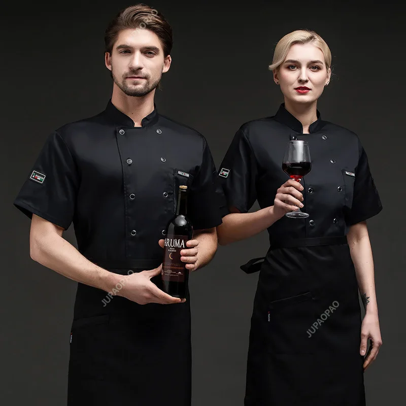 2024 Long Sleeves Chef Shirt Solid Color Double-breasted Catering Buttons Chef Uniform Autumn Women Men Restaurant Chef Clothes