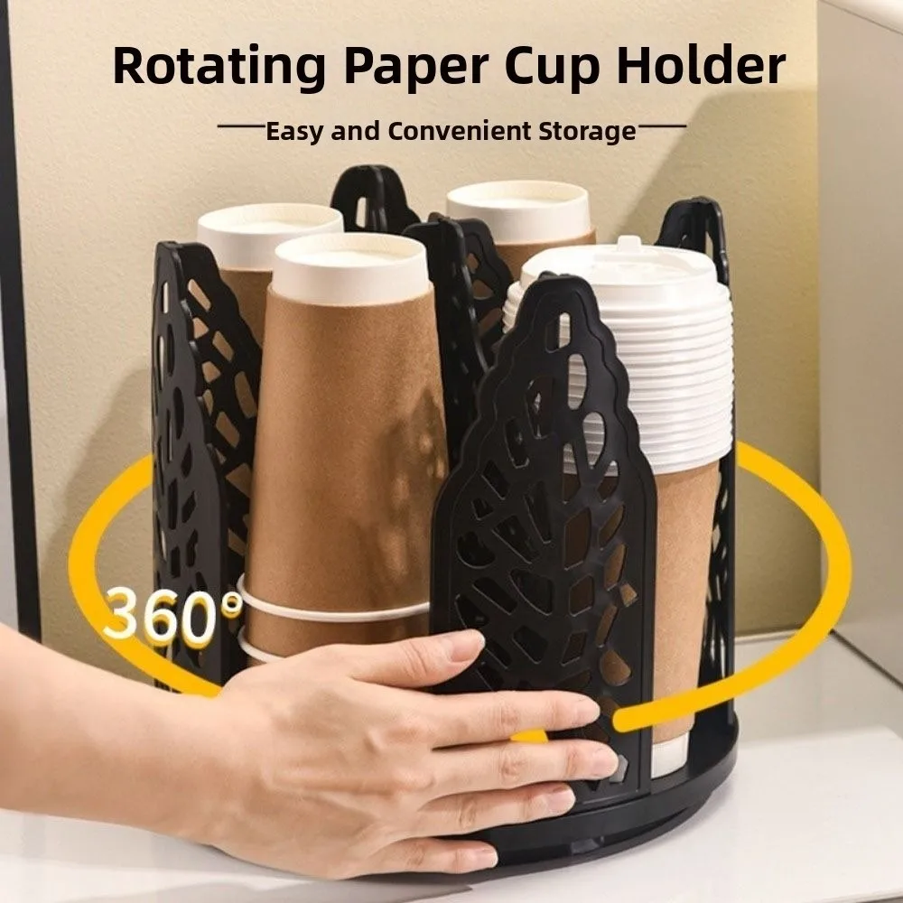 

360 Degree Rotatable Cup Storage Rack 4in1 Detachable Coffee Cup Dispenser Large Capacity Removable Paper Cup Holder