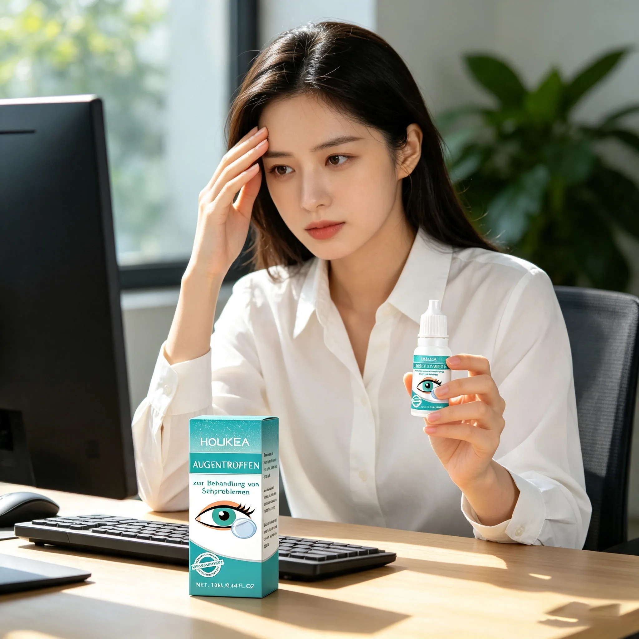 Houkea Eye Soothing Liquid Relieve Dry Edema Reduce Eye Fatigue Promote Blood Circulation Fade Red Blood Moisturizing Eye Drops