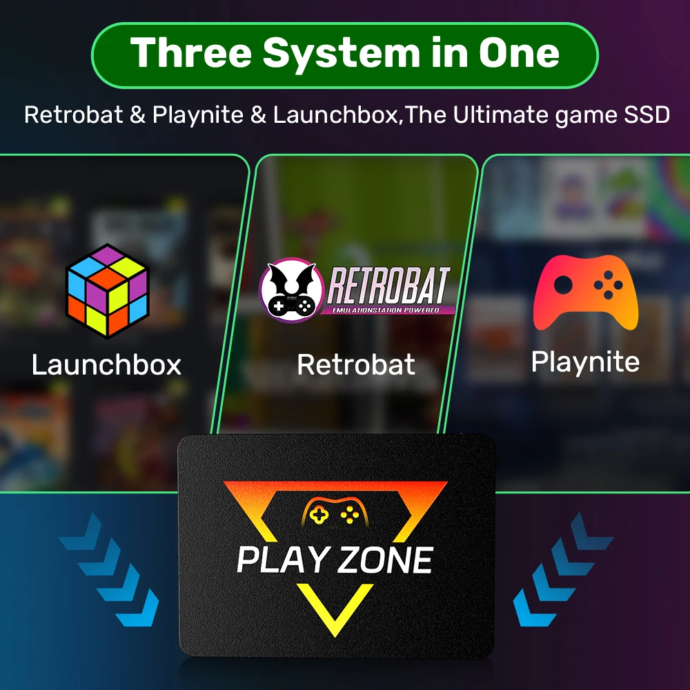 وحدة تحكم ألعاب SSD سعة 1 تيرابايت وحدة تحكم ألعاب Playnie & Retrobat لأجهزة PS5/PS4/PS3/XBOX/Switch/Wii/WiiU مع ألعاب 16191 للكمبيوتر الشخصي/الكمبيوتر المحمول