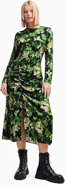 

Foreign trade original single Spanish new print fold long sleeve long dress
