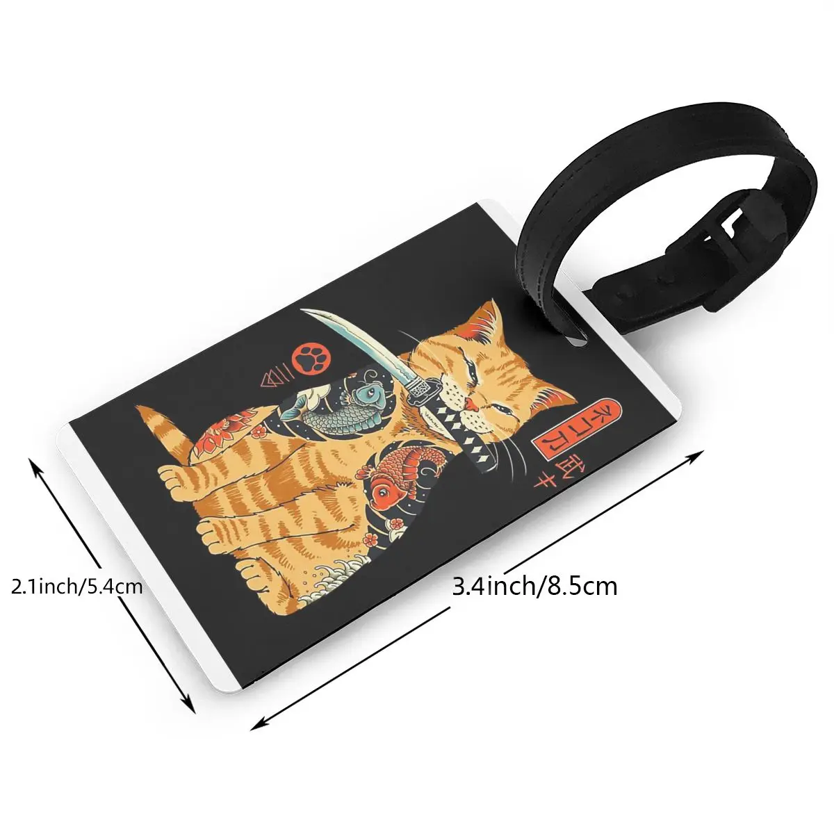 Catana Cats Retro Samurai Yakuza Holder Luggage Tags Suitcase Fashion Baggage Boarding Tag Portable Label Holder ID Name Address