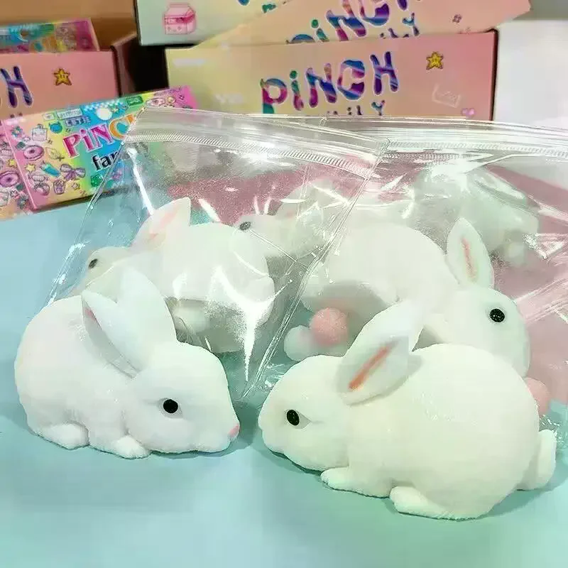 Cute Bunny Squeeze Toy Soft Kawaii Little White Rabbit Fidget Toy Anti Stress Release Hand Relax Gift Toy