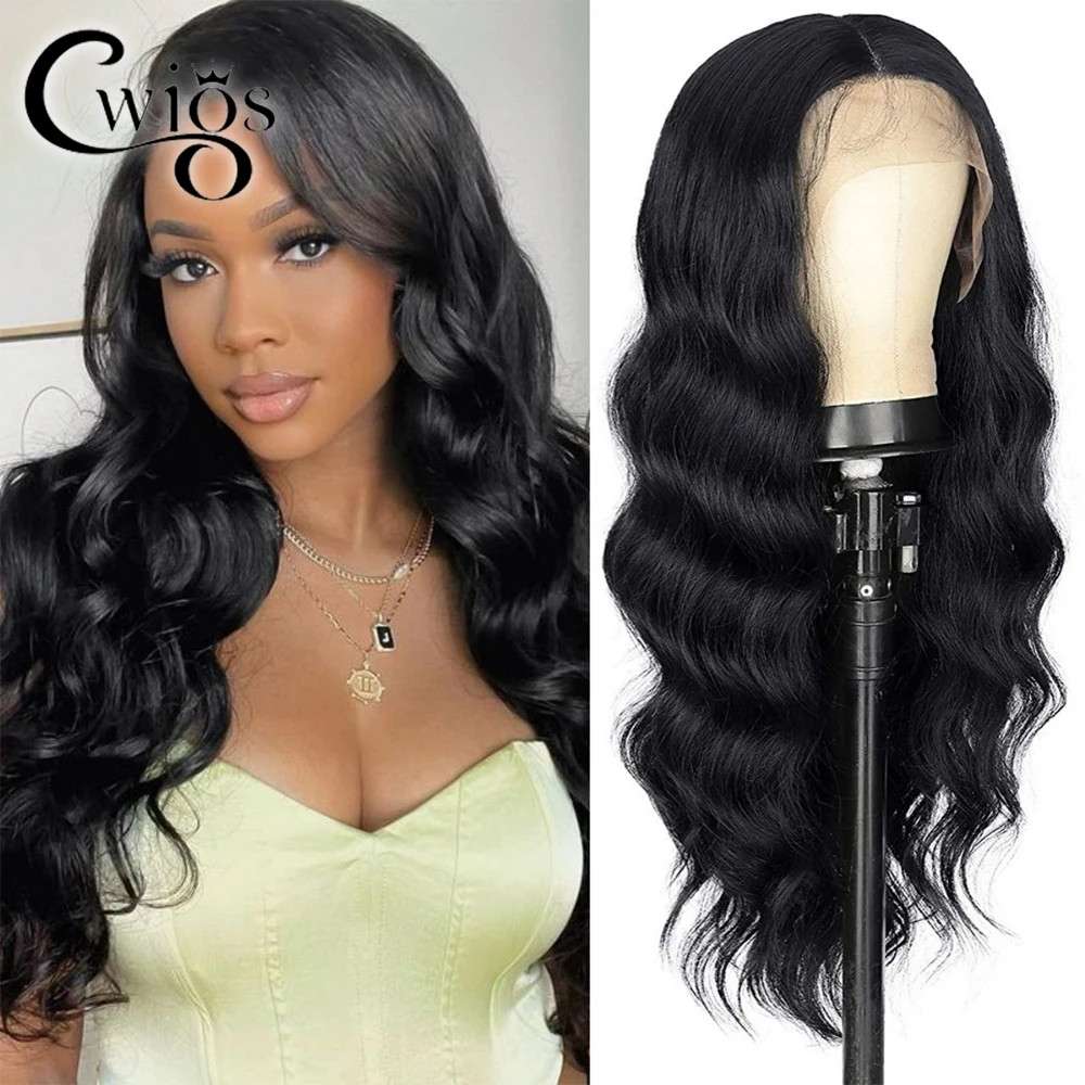 

Natural curly black 180 density synthetic lace wig women's gel free baby hair heat-resistant fiber party queen cosplay daily