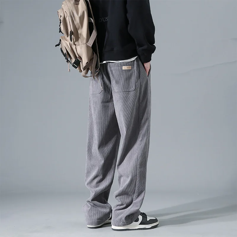 

Мужские свободные драпированные спортивные штаны, спортивные повседневные брюки, мужские осенне-зимние винтажные универсальные брюки, толстые вельветовые теплые брюки на шнурке