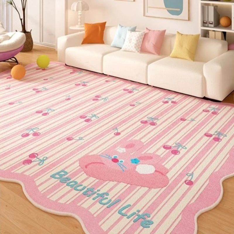 

Irregular Living Room Carpet Wavy Edge Cartoon Line Plaid Pattern Bedroom Rug Modern Creative Design Sofa Coffee Table Mat Tapis