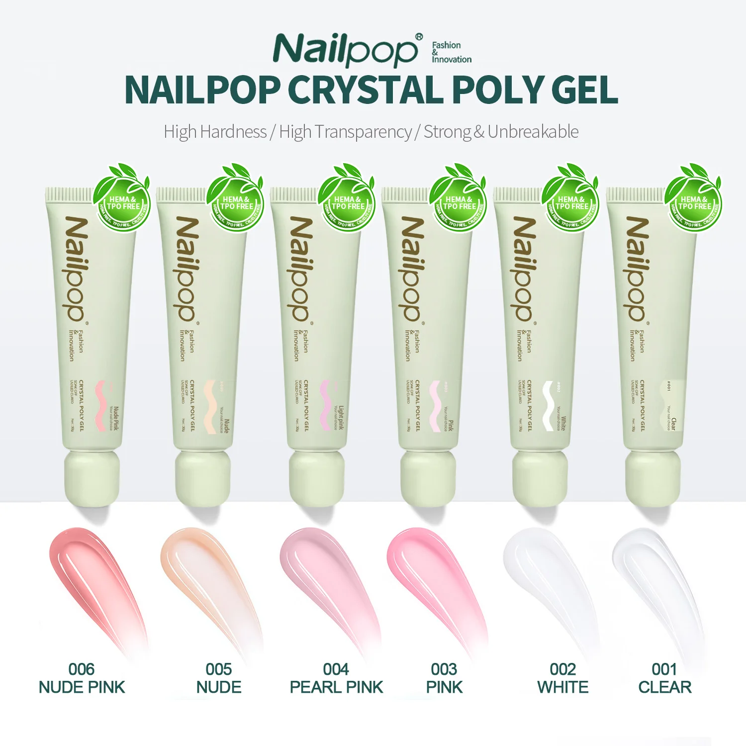 

Nailpop TPO/HEMA-Free Crystal Poly Гель для наращивания ногтей 6 цветов для наращивания ногтей УФ/светодиодная лампа для отверждения быстросохнущая идеальная DIY 1 шт.