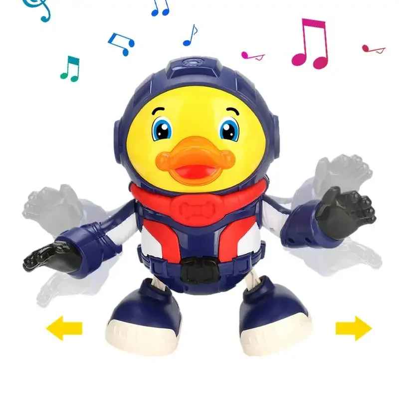 Dancing Space Duck Toy Dancing Walking Yellow Duck With Light And Music Interactive Moving Duck Toys For Kids Early Learning