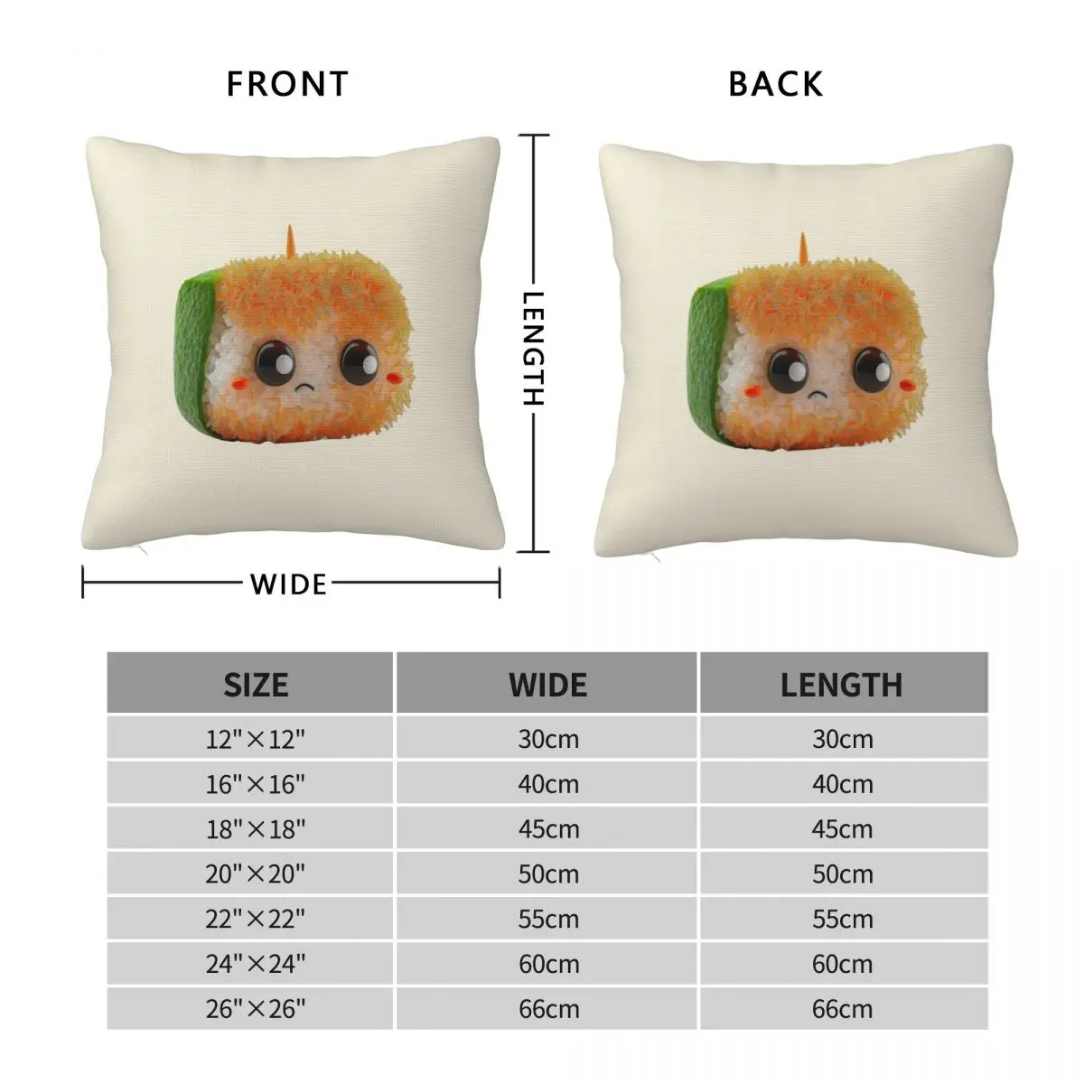 1Piece Pillowcase Cover For Bedroom guest room children's room recreational vehicle vacation home Sushi