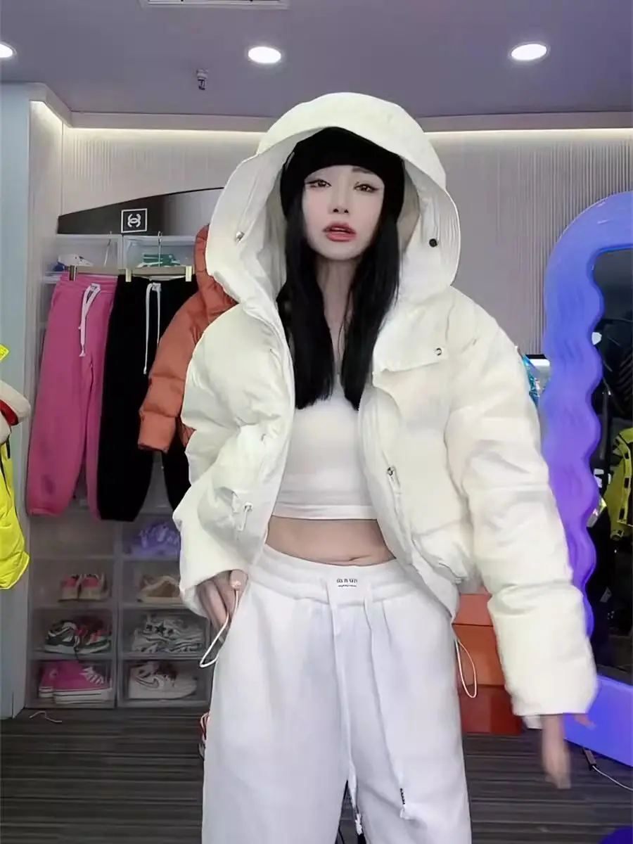 Chic Winter Cotton Coat Cropped Jackets Women Warm Design Parkas Puffer Jacket Bow Tie Streetwear Cold Jacket Winter Clothes