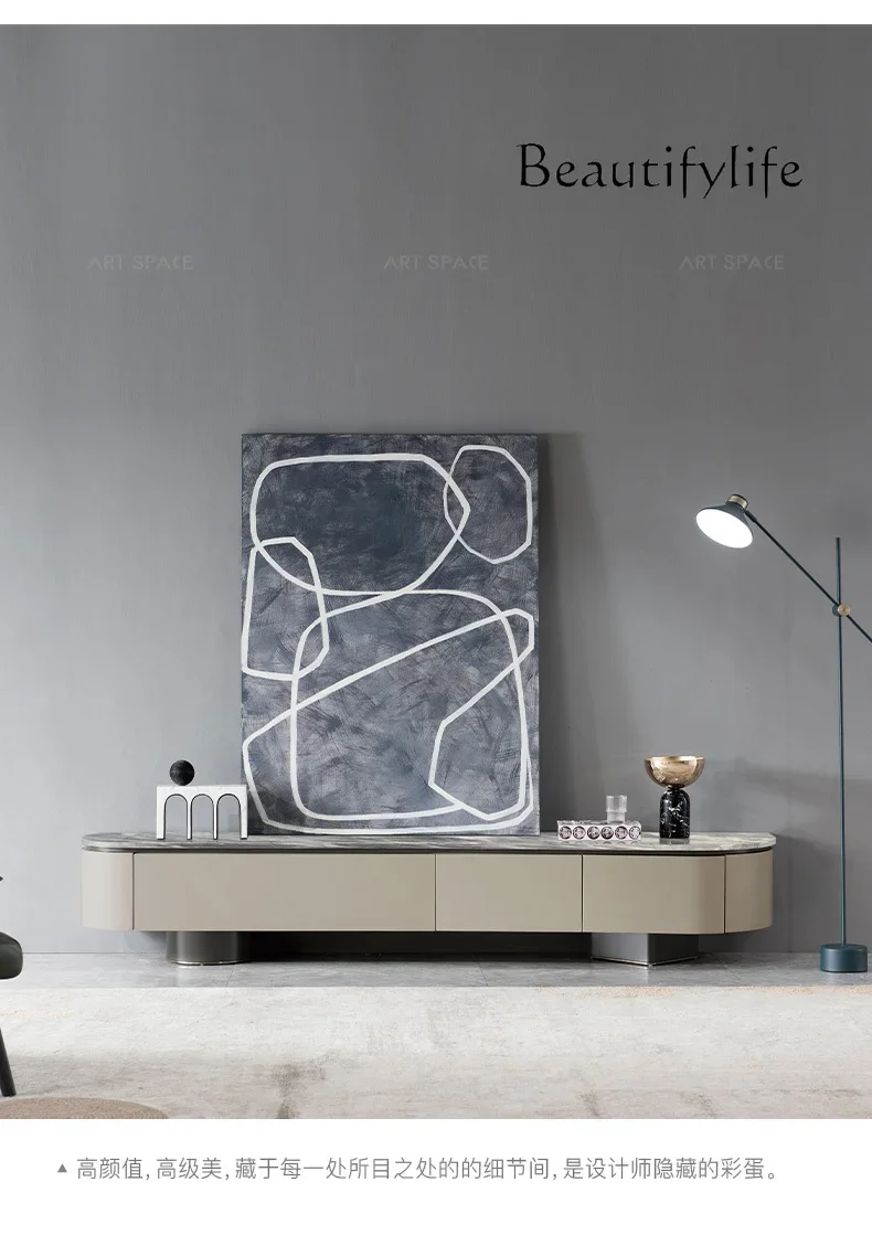 

muebles para hogar Italian Mild Luxury Marble TV Cabinet Unit Modern Minimalist Solid Wood Retro Floor Cabinet