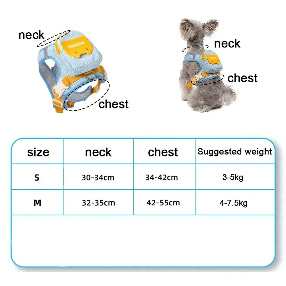 Picture 7: Adjustable Dog Backpack Harness with Reflective Strip Breathable Pet Walking Harness Plaid Puppy Chest Vest