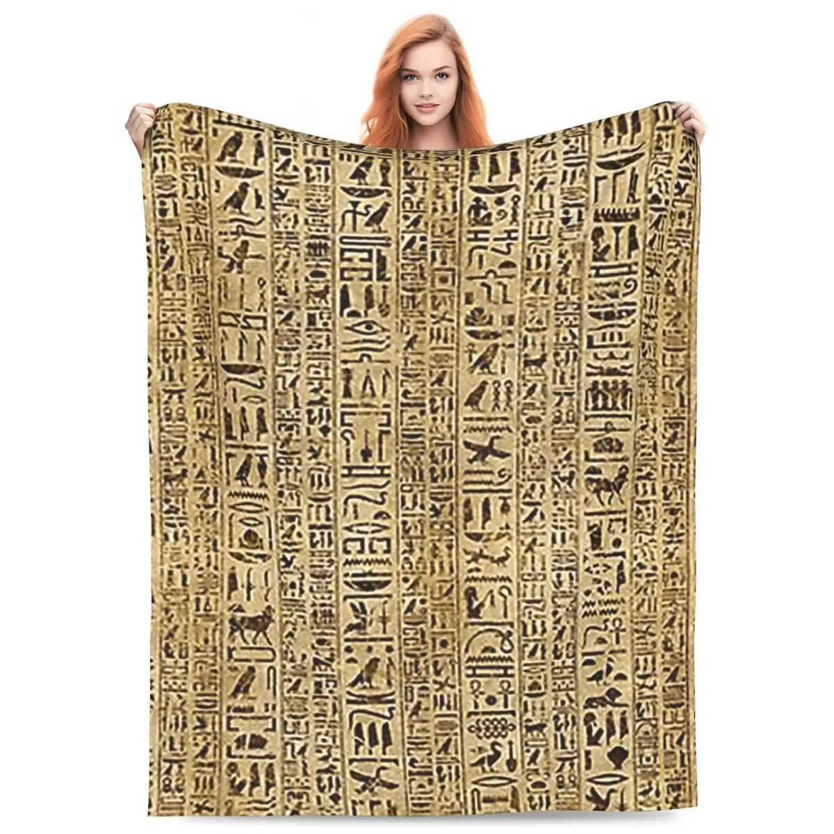 Egyptian Hieroglyphs And Deities Blankets Flannel Sofa Throw Blanket Super Soft for Couch Bedding Travel Throws Bedspread Quilt