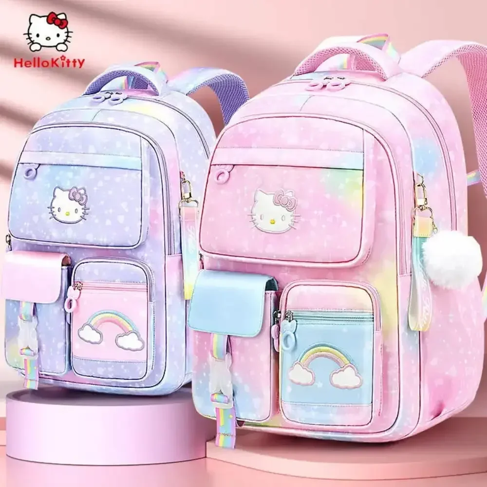 Hello Kitty backpack cute cartoon children\'s school bag small junior highschool girl large capacity load-reducing schoolbackpack