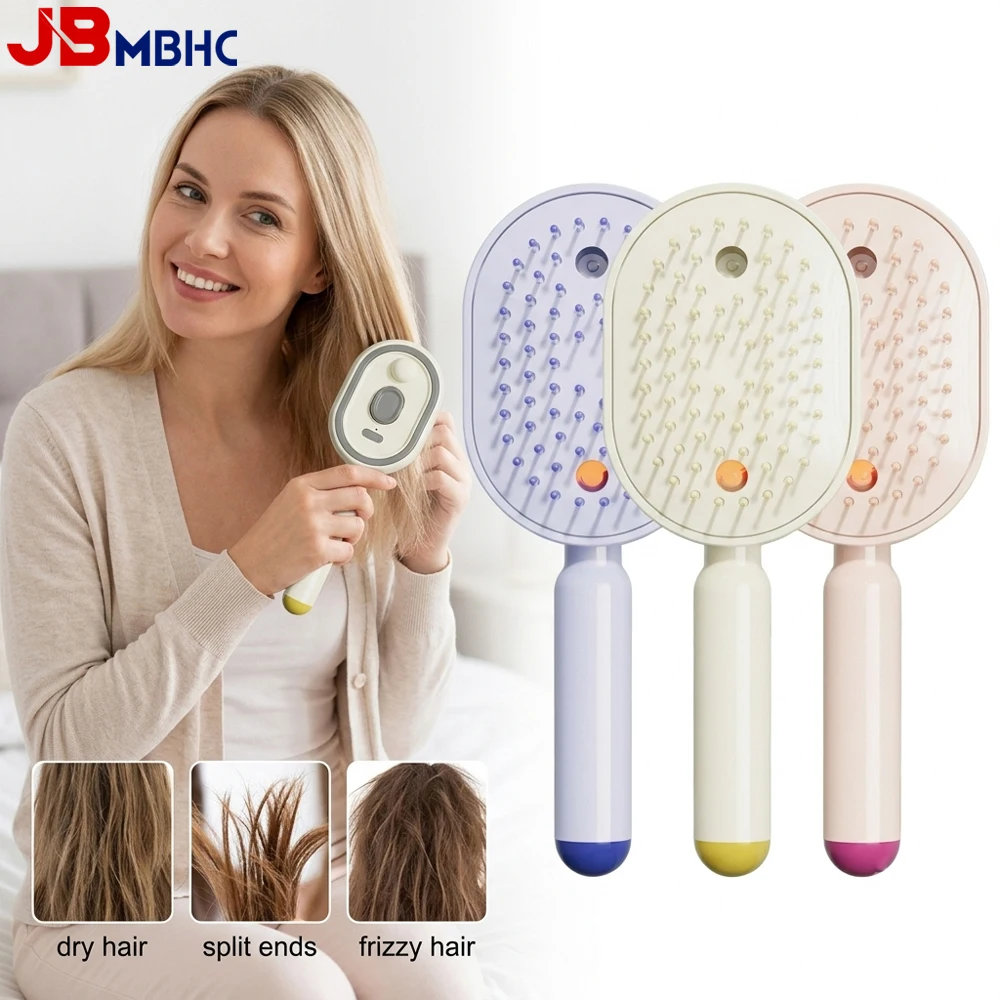Brosse de massage anti-nœuds, peigne massant électrique à coussin d'air pulvérisateur, brosse à cheveux rechargeable avec fonction brume, réduit les frisottis, aide à lisser
