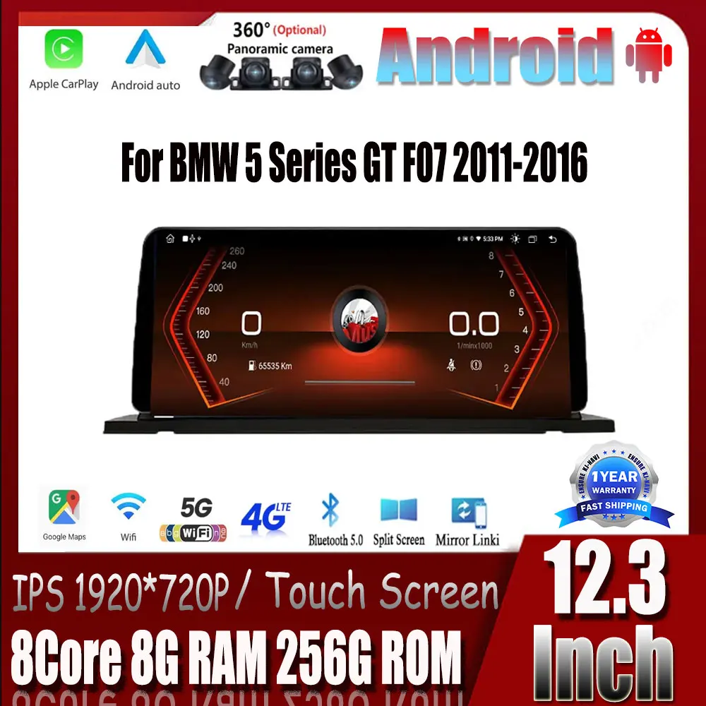 

12.3" Android 14 For BMW 5 Series GT F07 2011-2016 NBT System BT WIFI Carplay Car Auto Radio GPS Navigation Multimedia Player