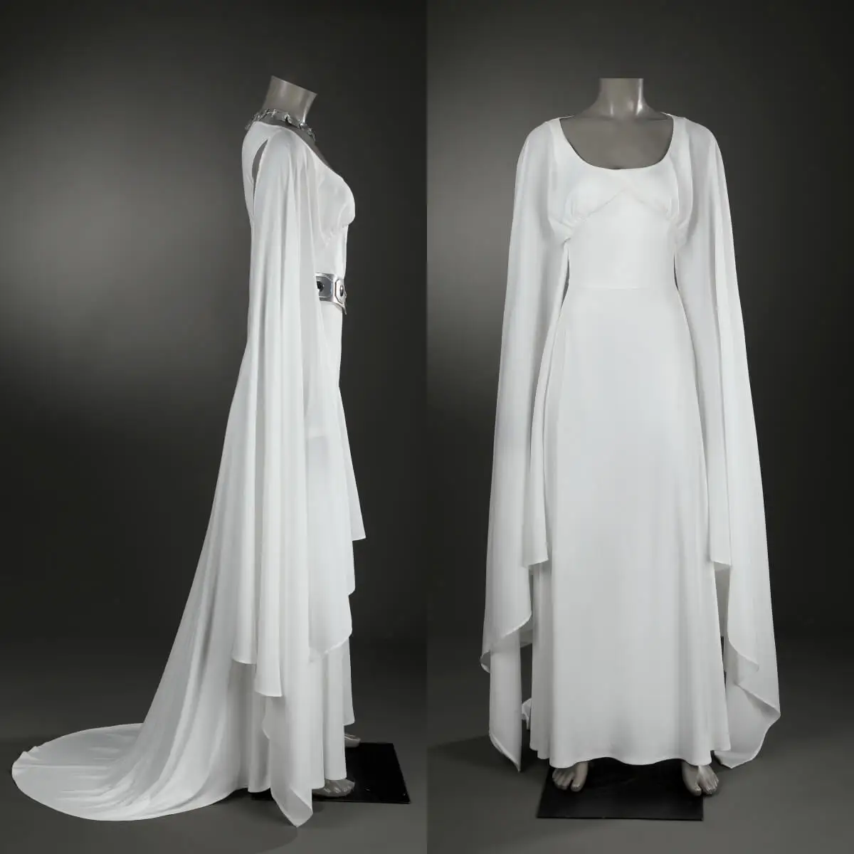 Princess Leia Cosplay Costume Star Women's Movie Wars A New Hope Halloween Fancy Dress White Robe Gown Belt Party Comic-con Gift - view 5