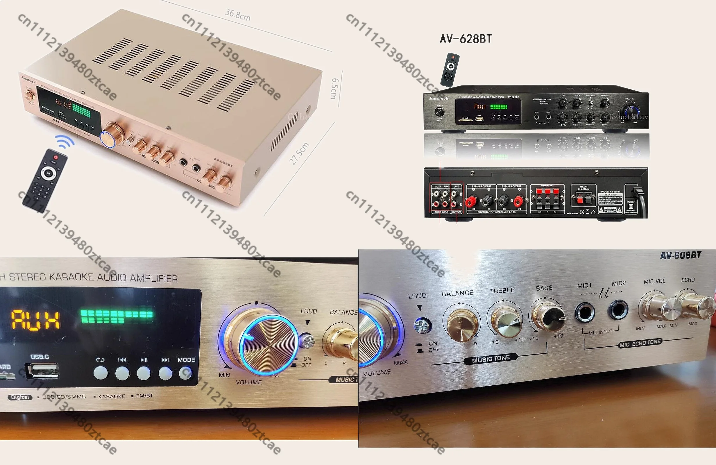 

High Power Bluetooth Amplifier Home Karaoke Theater HiFi Stereo Surround Sound Subwoofer
