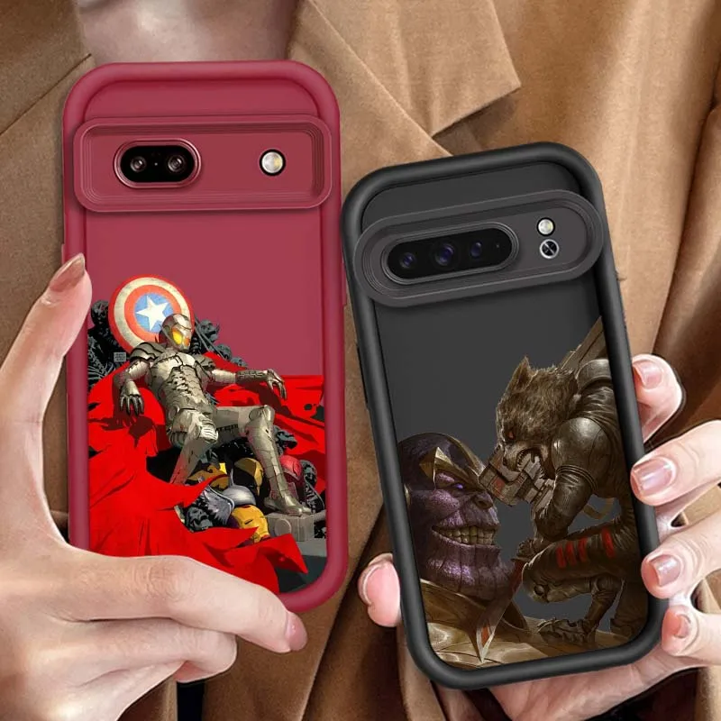 

Spider Man Iron Man Thanos Phone Case For Google Pixel 9 8A 8 7 7A Pro XL 5G Eye Ladder Soft TPU Shockproof Cover