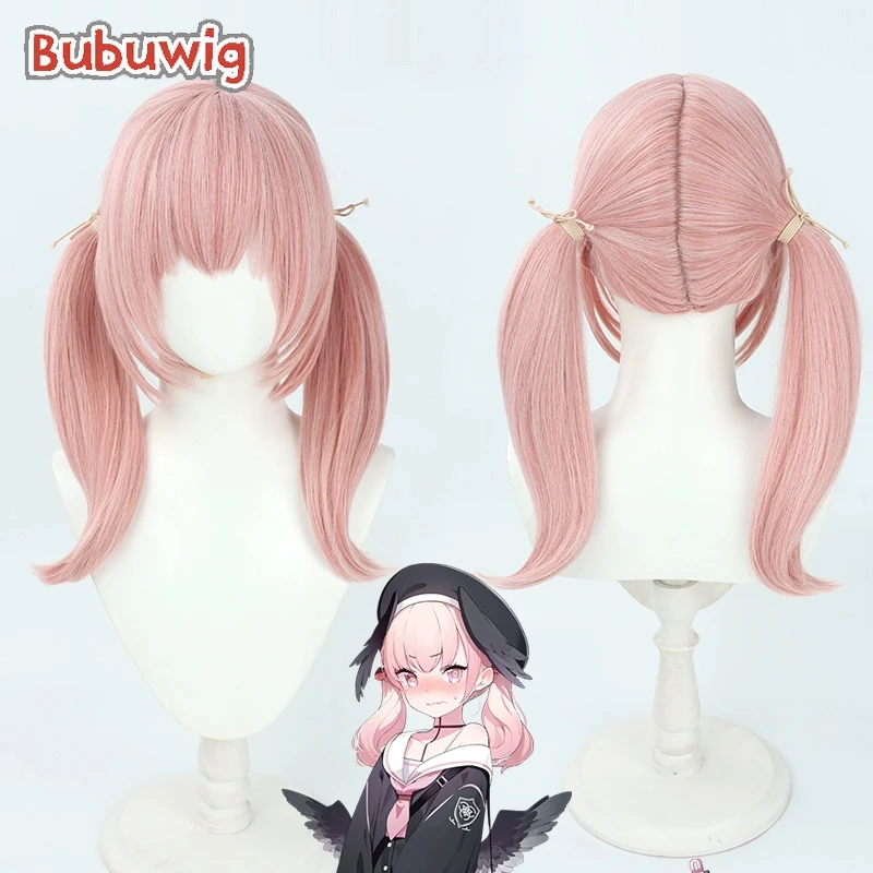 Bubuwig Synthetic Hair Shimoe Koharu Cosplay Wigs Blue Archive Shimoe Koharu 50cm Long Straight Pink Ponytail Wig Heat Resistant