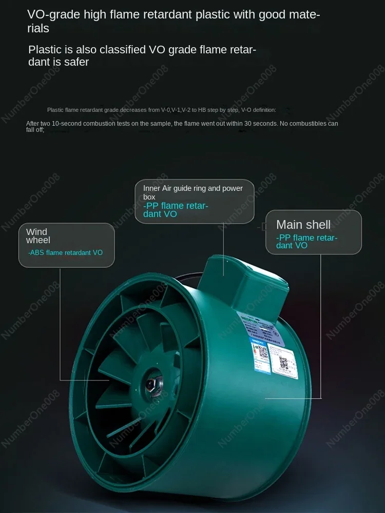 Diagonal flow duct exhaust fan with high suction and strong exhaust fan, low-frequency kitchen, oil fume, bathroom exhaust