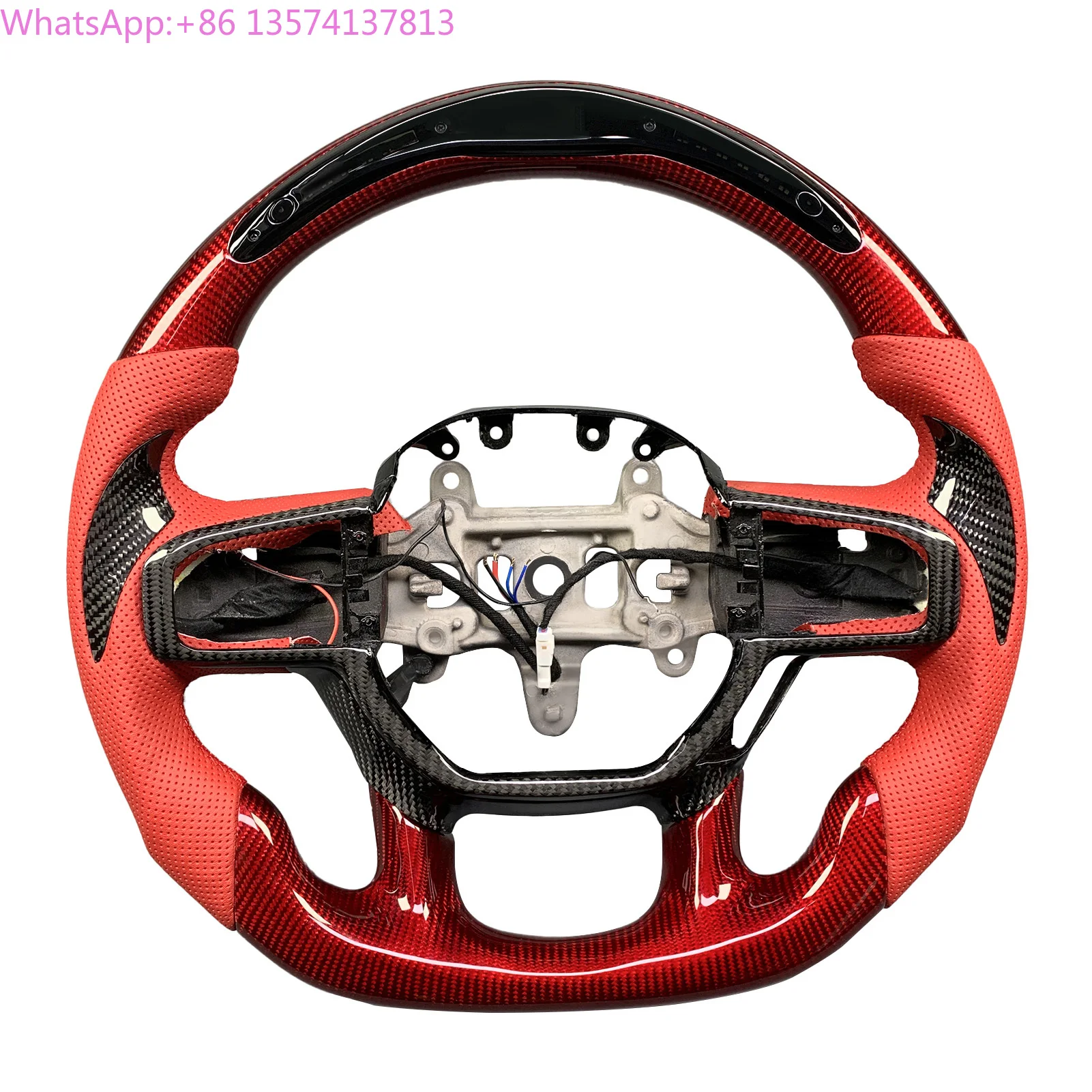 

For RAM 1500 TRX Rebel Dodge Pickup Truck 2019-2024 Customized Perforated Leather Carbon Fiber Steering Wheel Support Heating