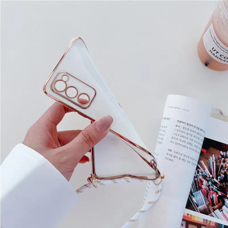 M 23 54 Crossbody Lanyard Strap Plating Case For Samsung Galaxy M23 M22 M32 M11 M14 M42 M31 M30S M33 M53 M51 M52 M54 4G 5G Cover