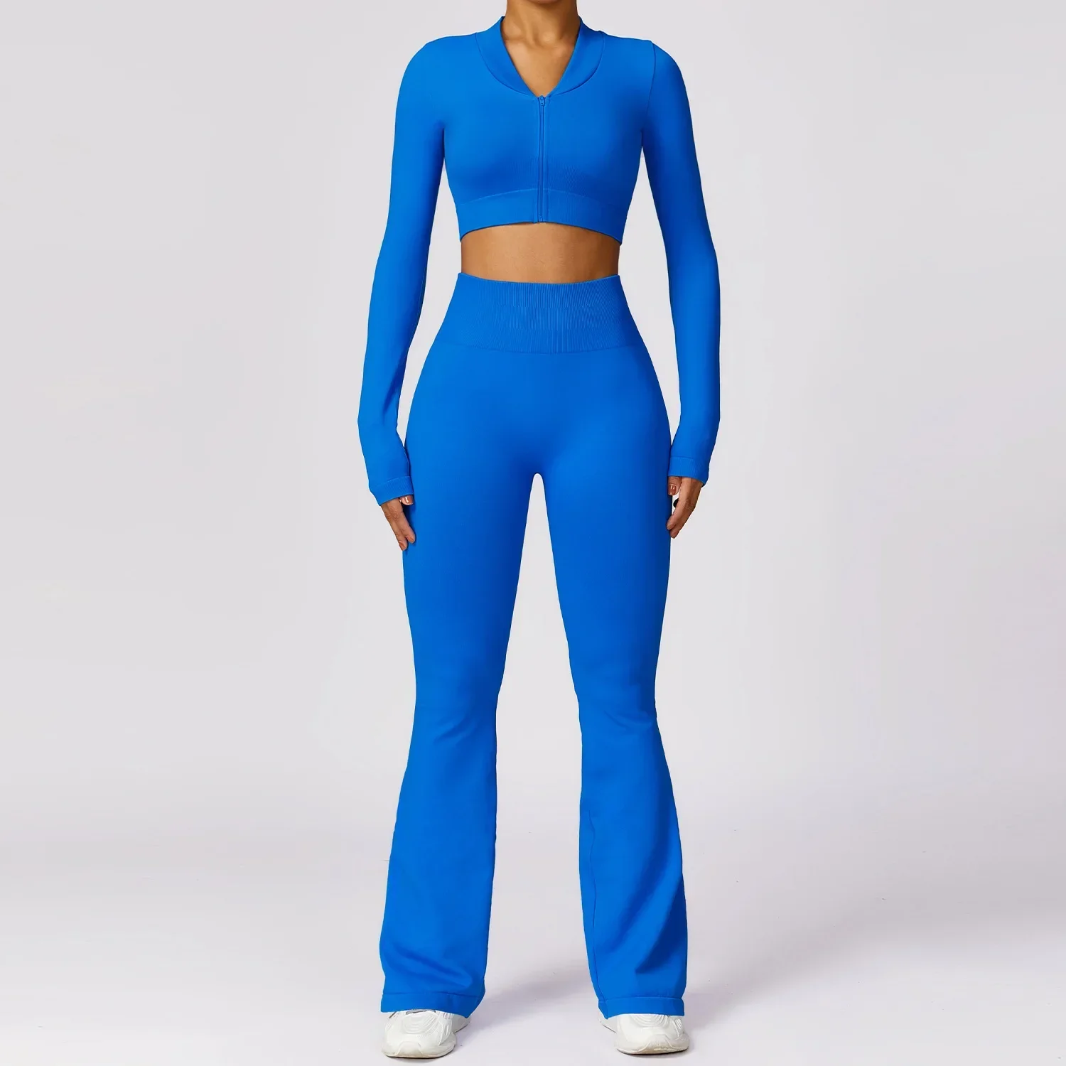2PCS Seamless Yoga Set Gym Clothes Sportswear Yoga Suits For Women Fitness Set Tracksuits Zipper Long Sleeves Workout Leggings
