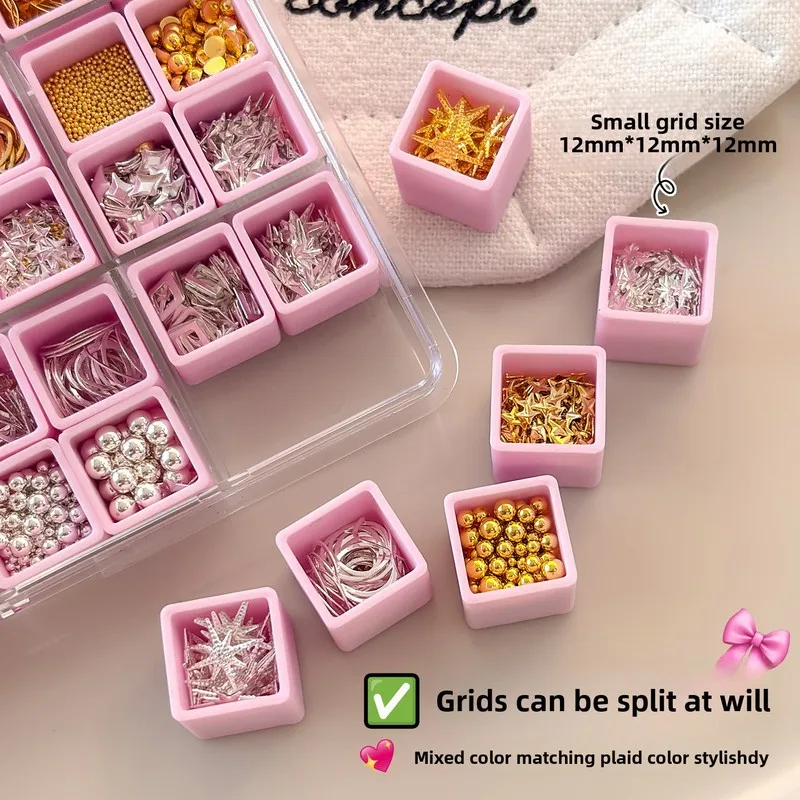 48 Grids Nail Art Storage Box Salon Special Alloy Rhinestone Charms Organizer Nail Accessories Container Tools