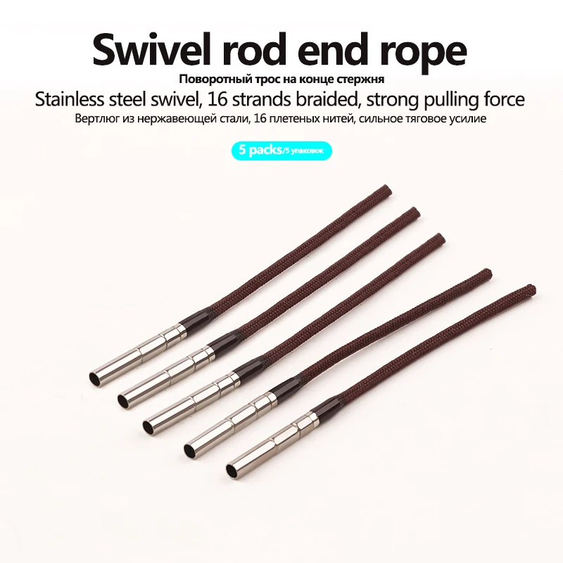 5PCS Rod Tip Swivel Stainless Steel Swivel Anti-rod Tip Main Line Winding Universal Rotating Rod Lake River Fishing Tools Tackle