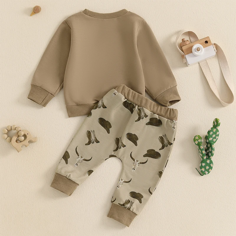 Baby Boys Winter Outfits Cute Bear Print Hooded Jacket and Pants 2-Piece Clothing Set for Cold Weather