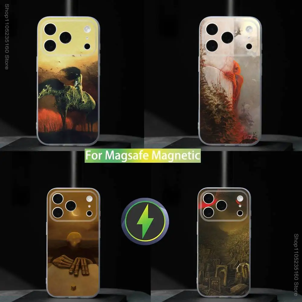 

Zdzislaw B-Beksinski Art For iPhone 11,12,13,14,15,16,17,Pro,Max,Plus,Mini,SE4,E Phone Case With Magsafe Wireless