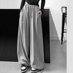 Zoki Cotton Women Oversize Sweatpants Fashion Joggers Y2K Summer Harajuku Pants High Waist Black Loose Wide Leg Trousers New