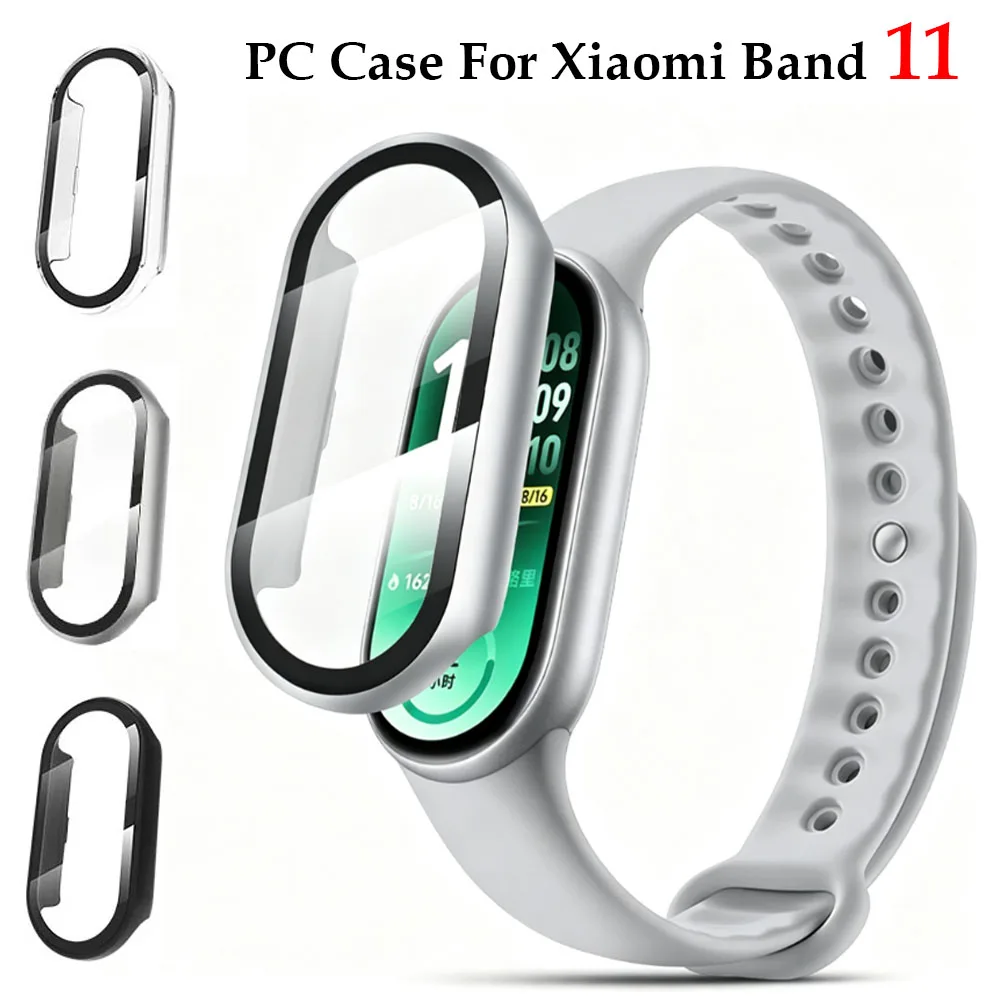 Screen Protector For Xiaomi Mi Band 11 NFC Hard PC Anti-fall Case Tempered Glass+Cover Bumper For Xiaomi Smart Band 10 Accessory