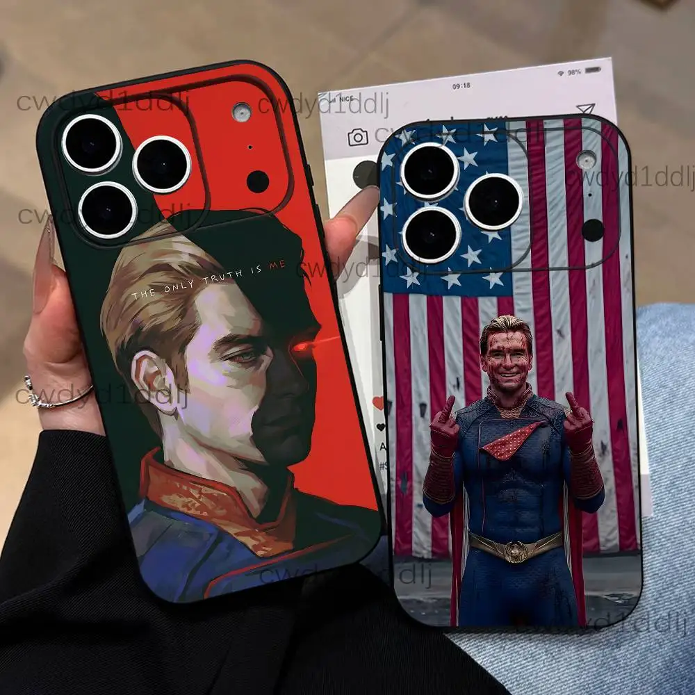 

The H-Homelander For iPhone 17,16,15,11,12,14,13 Pro Max Mini XS,XR,7 Plus 16E Air Soft Black Dustproof Phone Case